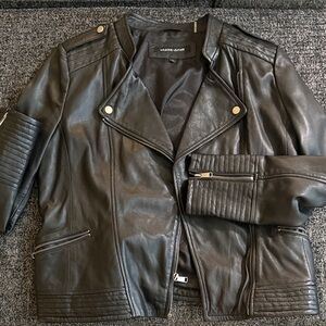 Wilsons Leather Black Quilted-Panel Moto Jacket